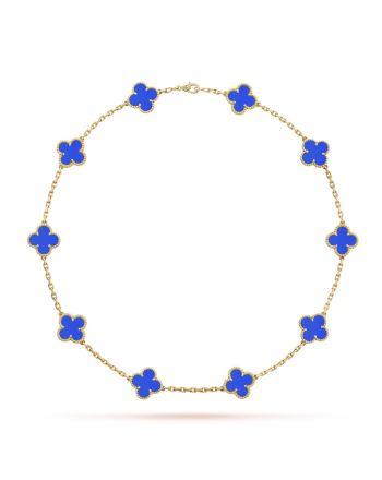 Van Cleef & Arpels Women's Vintage Alhambra Necklace, 10 Motifs Blue