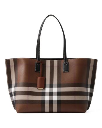 Burberry Checked Tote Bag Dark Coffee